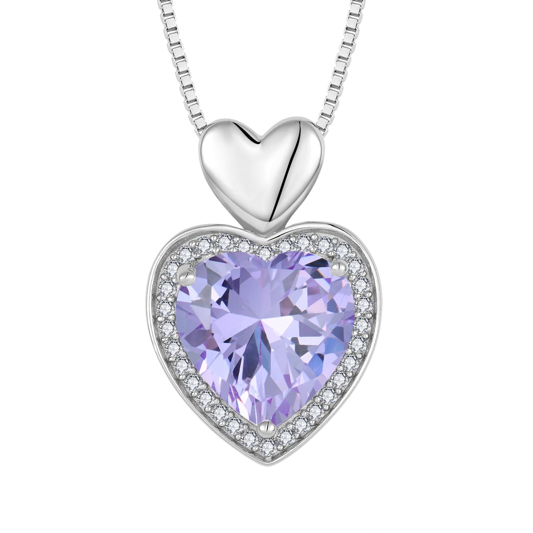 FJ Herz Kette Damen 925 Sterling Silber Geburtsstein Halskette Anhänger Schmuck Geschenke für Sie Frau Freundin Mama