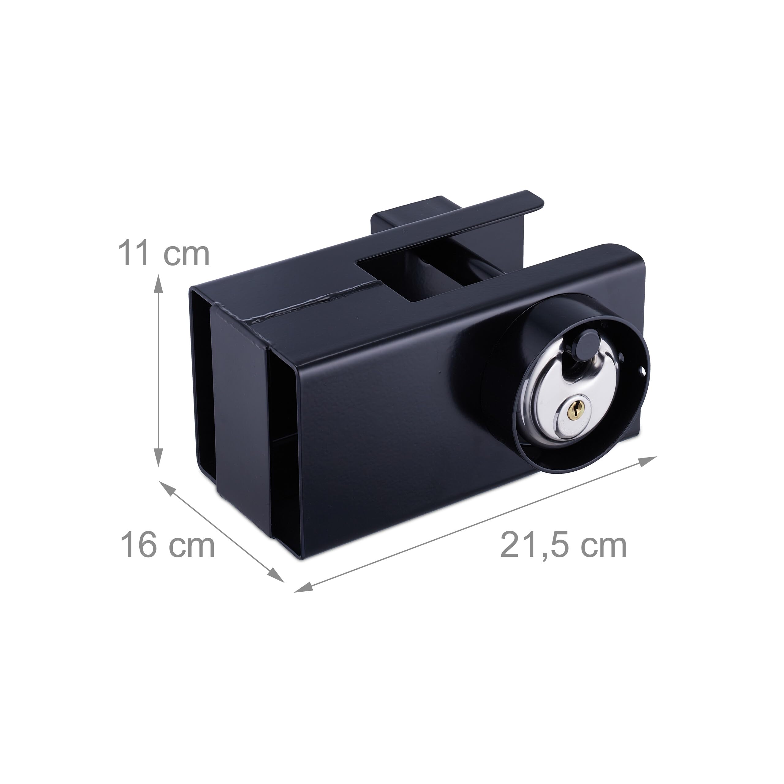 Relaxdays Candado Remolque con Cerradura de Disco, Protección Antirrobo, para Enganches Comunes, con 2 Llaves, Negro