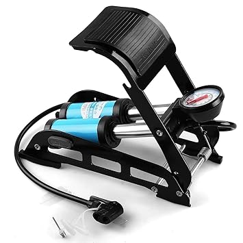 ClothyDeal Double Cylinder Portable Foot Pump Air Tyre Inflator with Pressure Gauge Car Detail Kit for Car Tyres, Bicycle Tyres, Bike Tyres, Motorcycle Tyres, Balls, Air Mattress Inflators