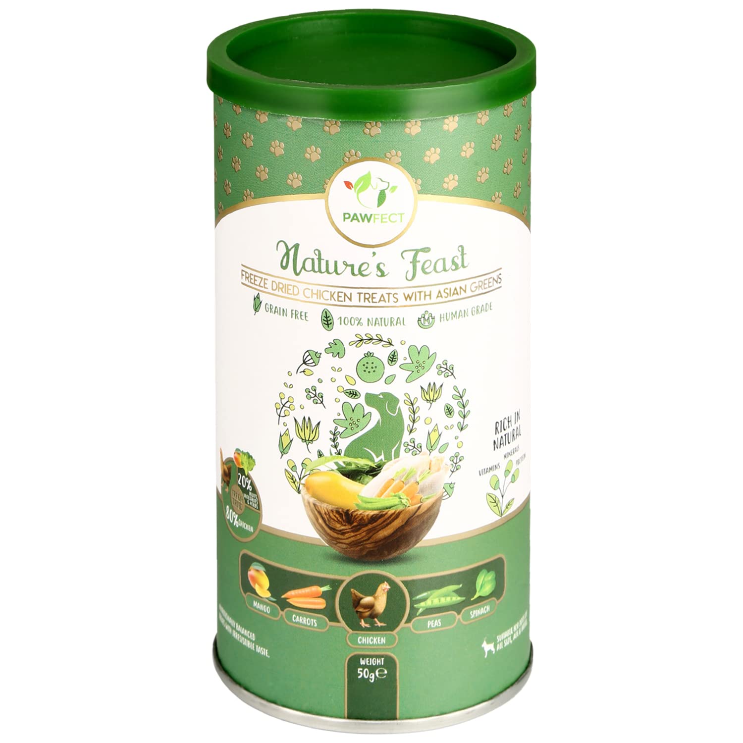 Pawfect Natures Feast Freeze Dried Dog Treats | 100% Natural | Chicken (80%) and Asian Greens (20%) Mango, Carrot, Peas & Spinach | Grain Free | Training Treat | Food Topper for Dogs (50g/1.76oz) (B095YRBM6X) Amazon Price History, Amazon Price Tracker