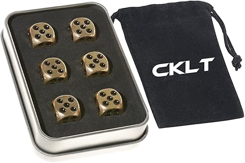 Miniatura 1 de Dados de latón de metal de 6 caras con pipas negras, dados de juego de mesa, 6 dados de latón de regalo sólido, juego de juegos de mesa para juegos