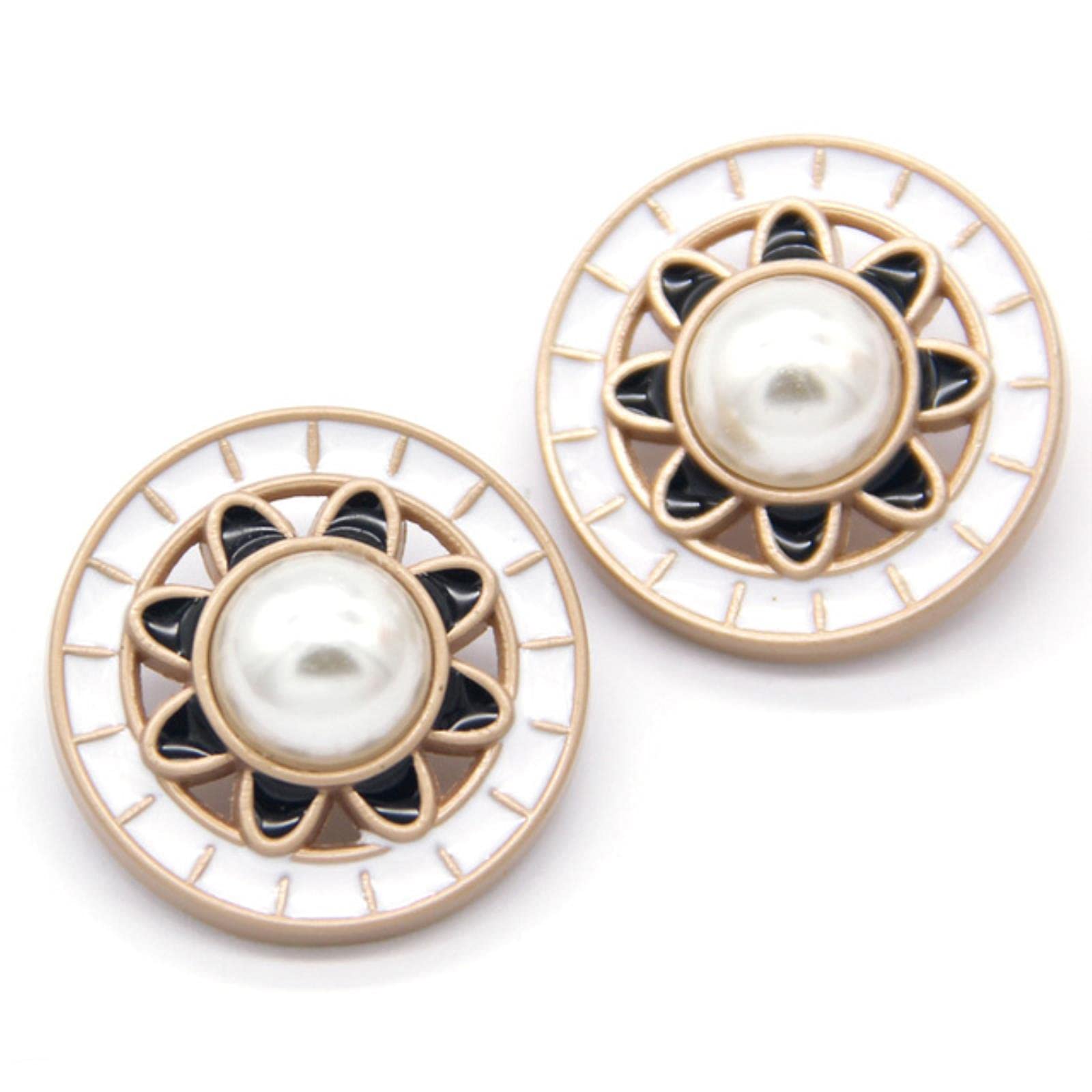 6 szt. Vintage okrągłe diamentowe perłowe złote metalowe guziki do odzieży damskiej swetry dekoracyjne płaszczy akcesoria szycia(White,22mm)