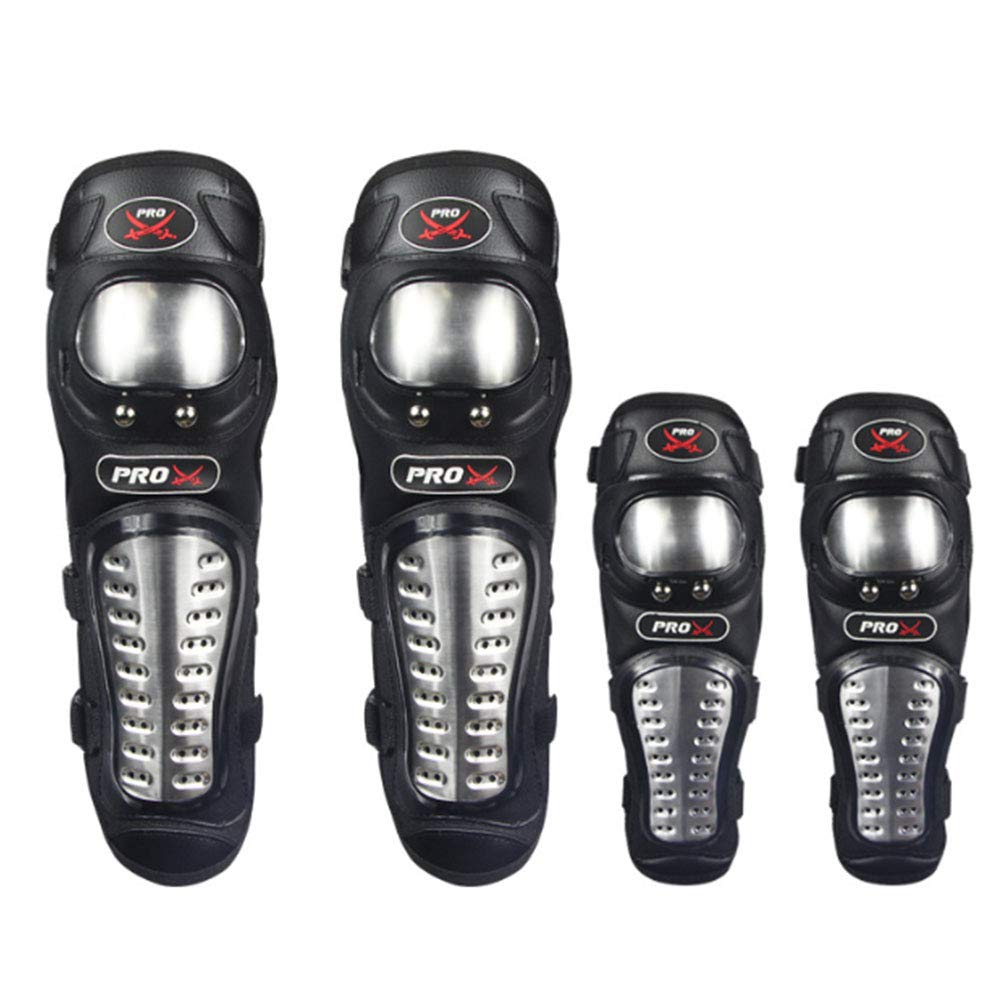 Knee Pads Motorcycle,4Pcs Adults Alloy Steel Motorcycle ATV Motocross Elbow Knee Shin Guards Protector Motocross Racing for Adult