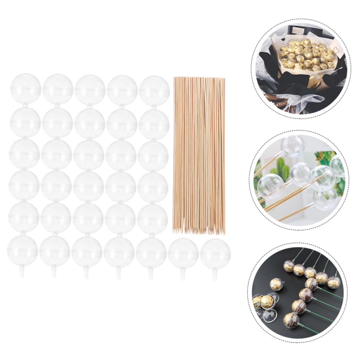 Hohopeti 100stücke Transparente Schokoladenball- Für Valentinstag Blumenstrauß Verpackungsmaterial Mit Stäbchen Für Süßigkeiten Und Dekoration Bei Festen