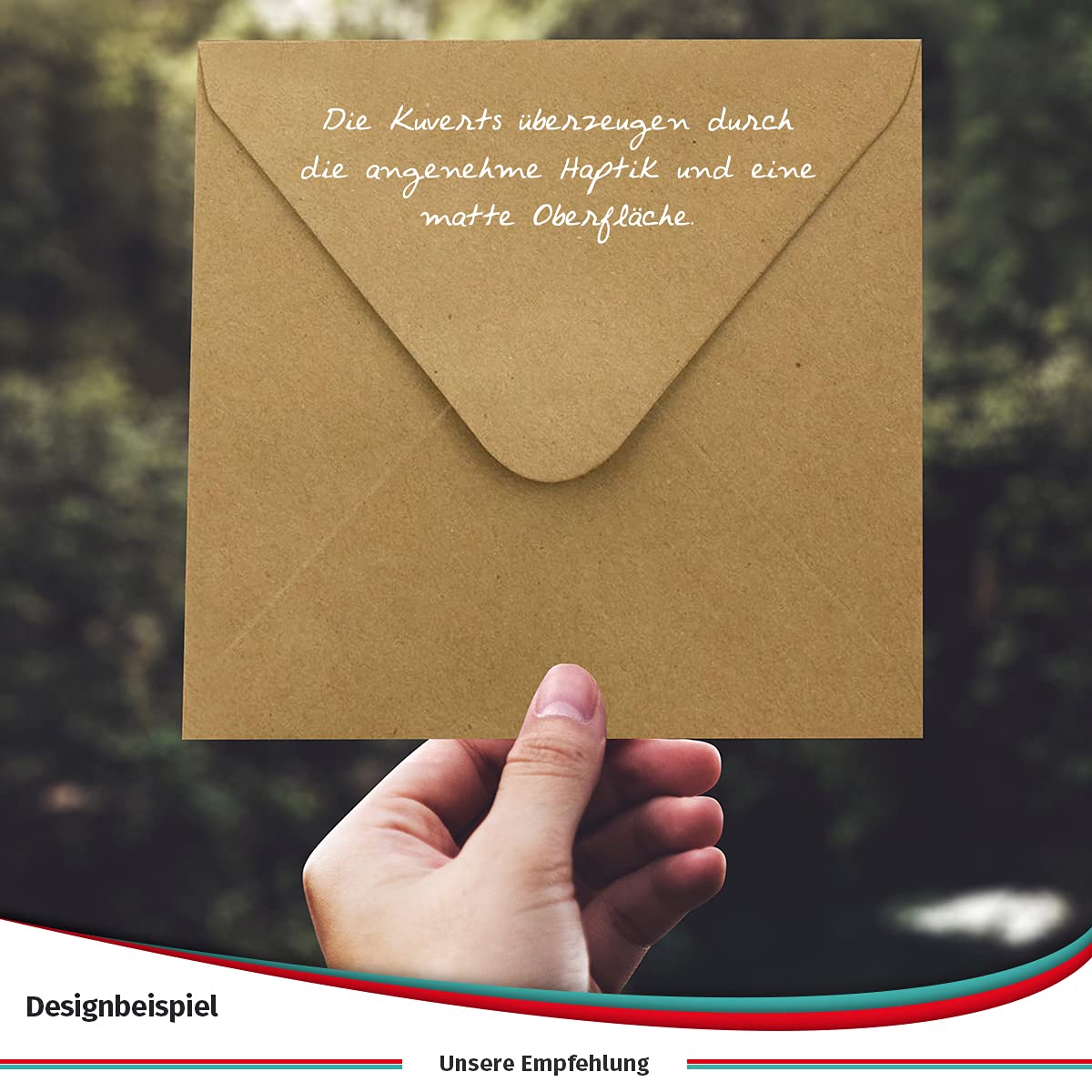 200 Umschläge + Klappkarten Quadratisch - Kartenset aus Kraftpapier Selbstgestalten - Blanko Faltkarten 220 g/m² 13,5 x 13,5 cm - Natur Briefumschläge 90 g/m² 14 x 14 cm