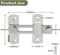 Vista 2 de Alise Pestillo de puerta abatible, cerradura de puerta de granero de acero inoxidable de 4 pulgadas, cerradura antirrobo, cerradura de seguridad