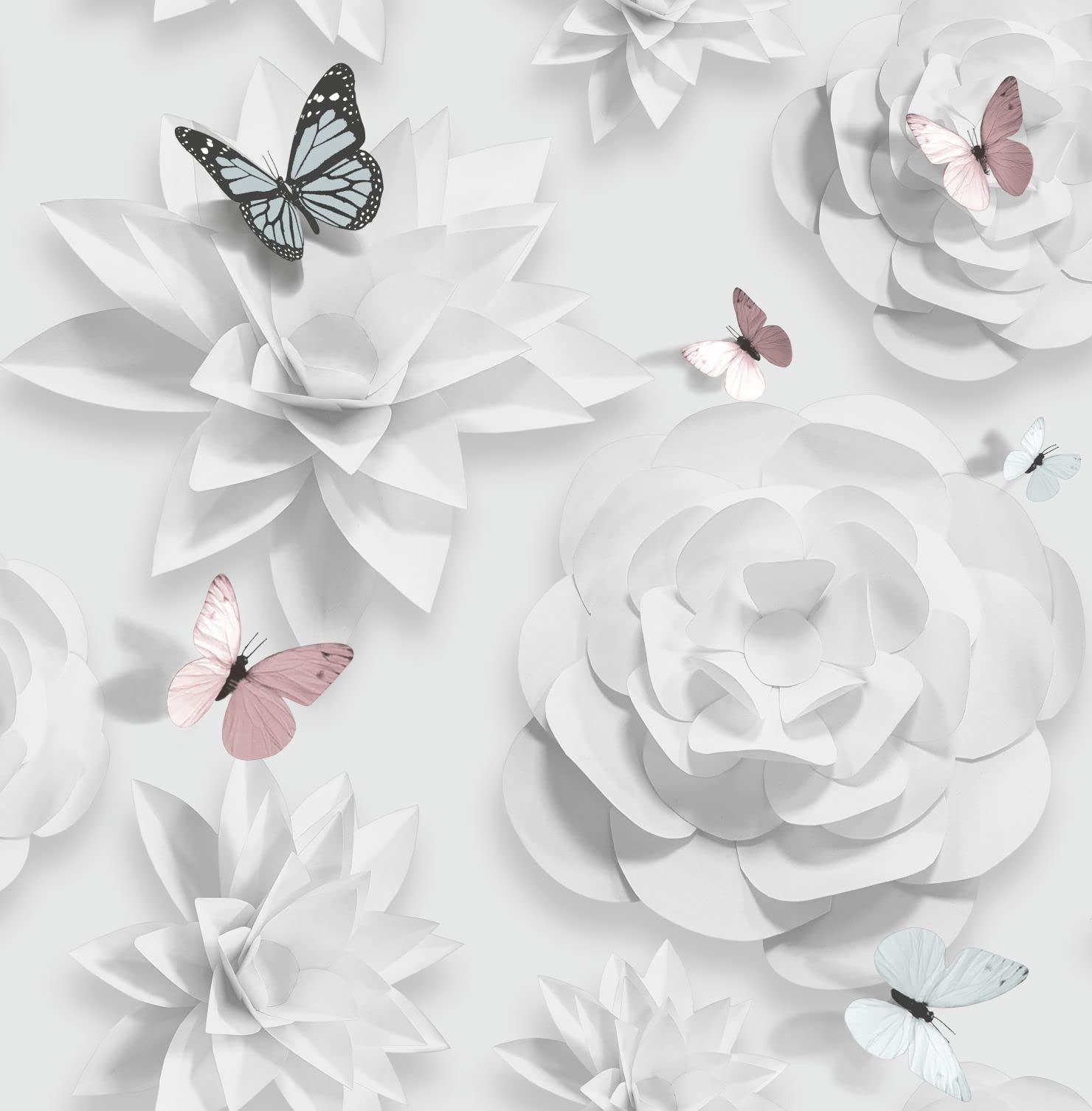 Superfresco Easy Origami White/Grey Wallpaper | Paste the Wall | White/Grey Floral | Eco-Friendly