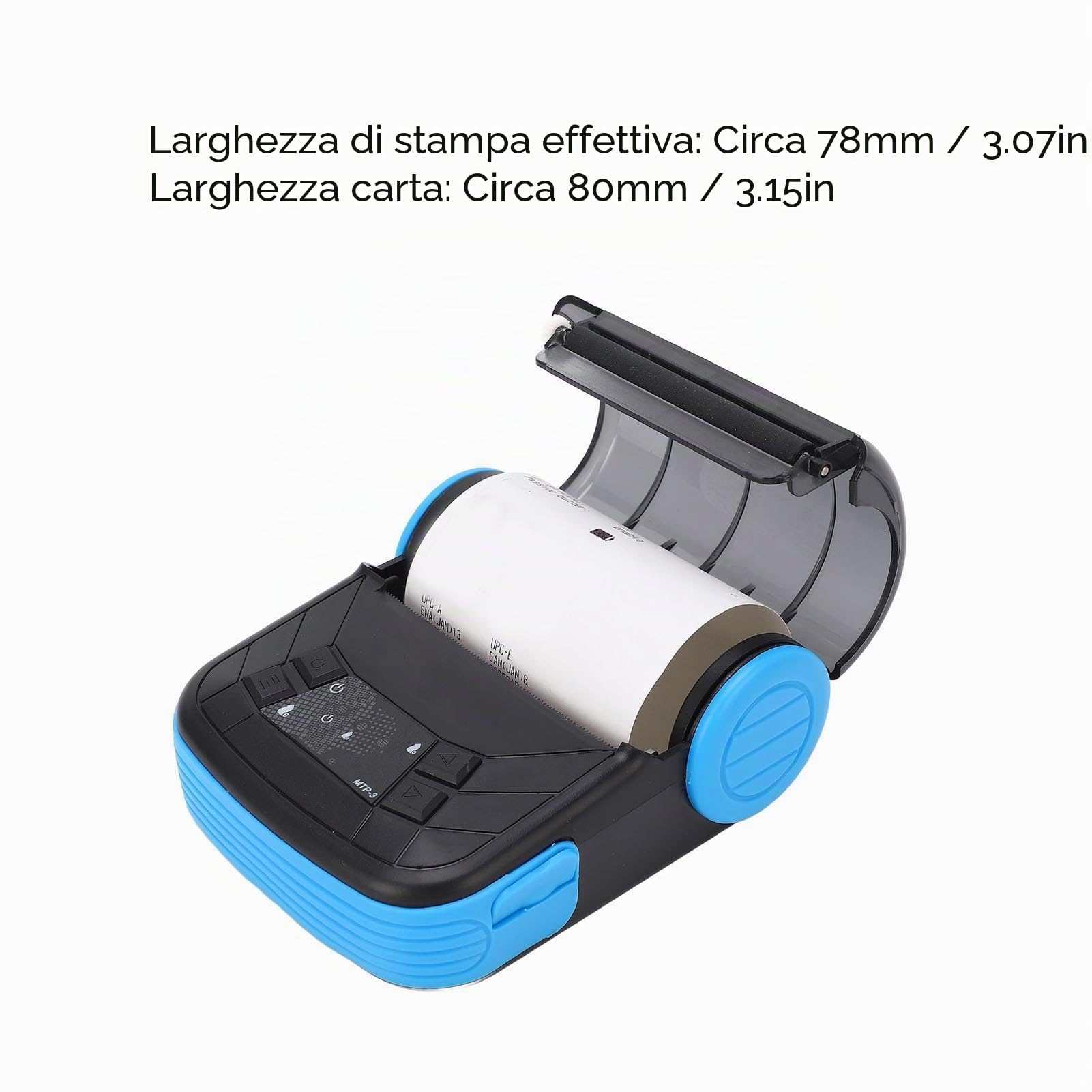 Stampante termica Bluetooth portatile 80 mm ricevuta, fattura, fattura, stampante POS, stampa con smartphone tramite Bluetooth, compatibile con IOS Android