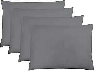 ZPECC Dark Gray Pillow Cases Standard Size Set of 4, 20x26 Envelope Closure Pillowcases, Soft Plain Brushed Microfiber Covers Hypoallergenic Breathable