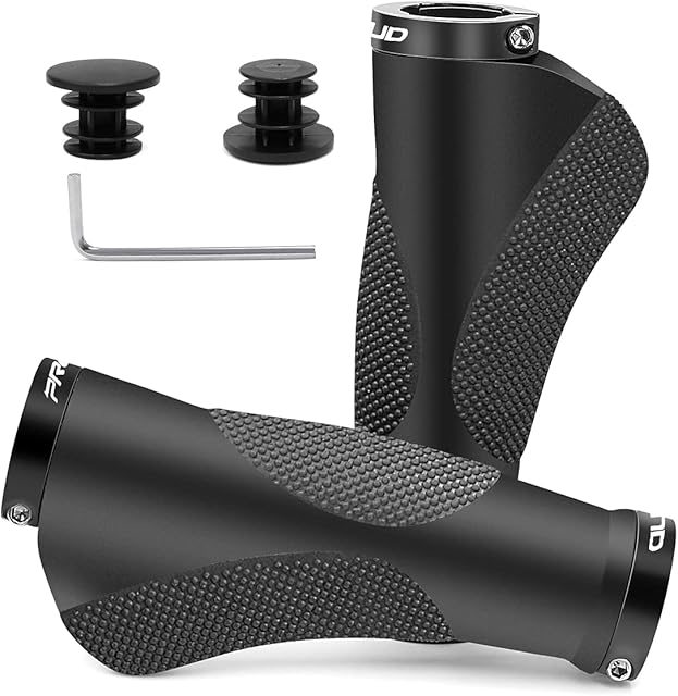 HNOOM Handlebar Grips, Universal Bike Grips 22.2mm, Non Slip Mountain Bike Grips with Aluminium Lock, Rubber MTB Grips fits Stunt Scooters BMX MTB Foldable Bicycle