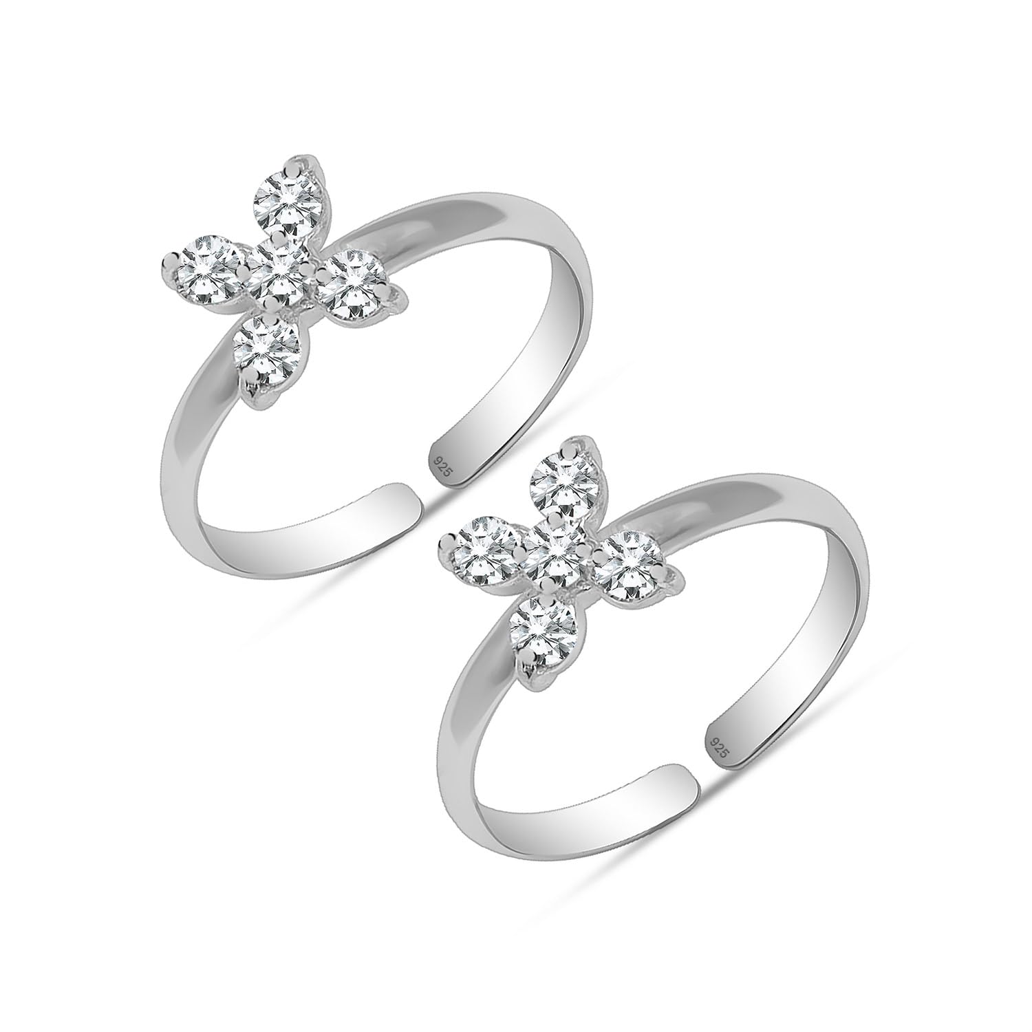 LeCalla 925 Sterling Silver CZ Flower Toerings for Women | BIS Hallmared Cubic Zirconia Designer Elegant and Comfortable Toering jewelry Gift | Anniversary Birthday Wedding Gifts for Women (B0D8Q1R6W5) Amazon Price History, Amazon Price Tracker