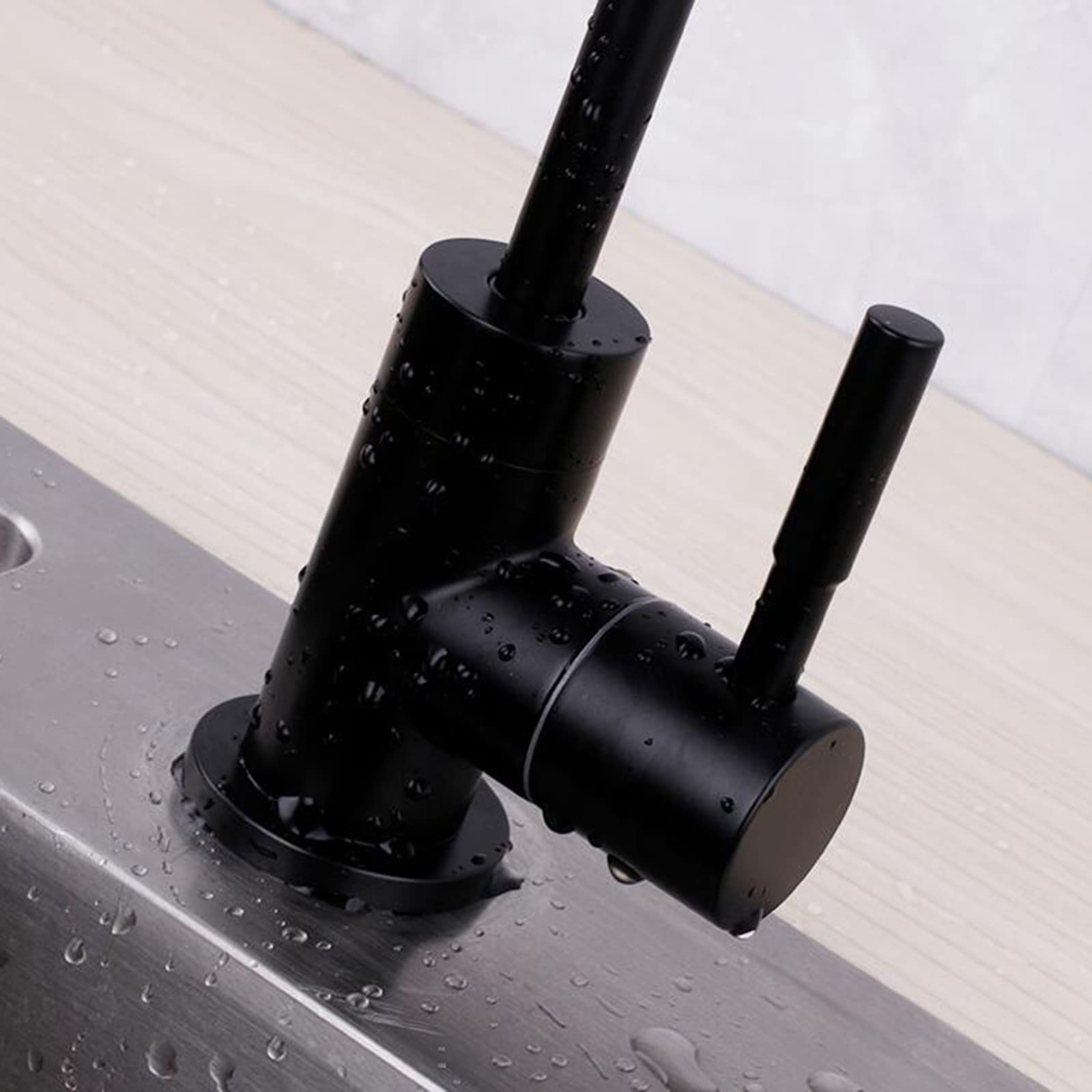 Grifo purificador de Agua Potable, Grifo Giratorio de Acero Inoxidable con un Solo Orificio, Solo refrigeración, Grifo con Filtro de Agua para Cocina, Negro