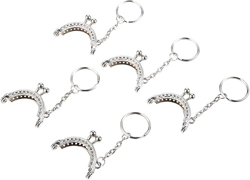 5PCS Arch Purse Frame,Silver Kiss Clasp Lock,Bag Metal Frame with Key Ring