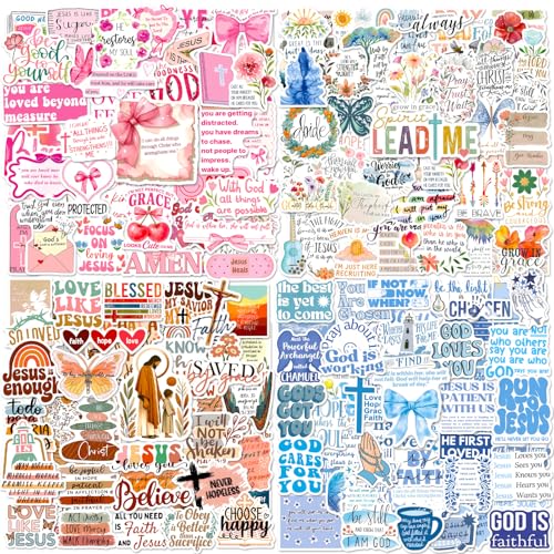 Bible Verse Stickers 200 Pcs Christian Scripture Sticker Pack Waterproof Vinyl Stickers for Water Bottles Devotion Notebook Scrapbooking Prayer Journal Planner Laptop Kindle Tablet Bible Workbook etc