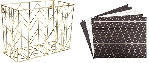 Miniatura 1 de U Brands Organizador de escritorio colgante, alambre de metal, dorado - 894U02-06 y juego de carpetas colgantes clásicas, suministros de oficina,