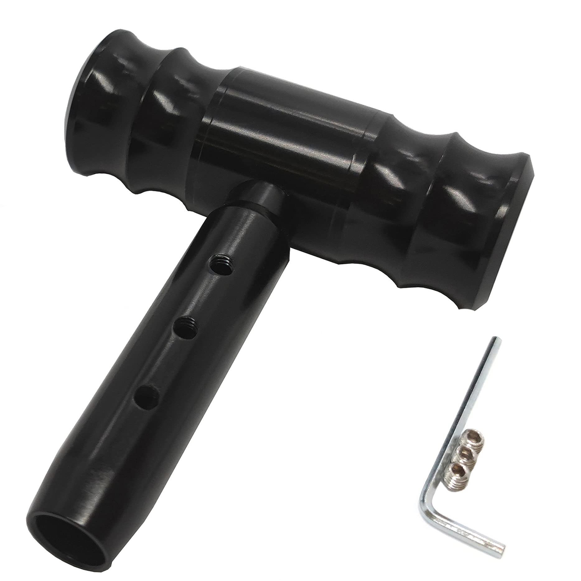 Latorio Universal T-Handle Gear Shift Knobs Aircraft Joystick Aluminum Shifter Lever Knob (Black)