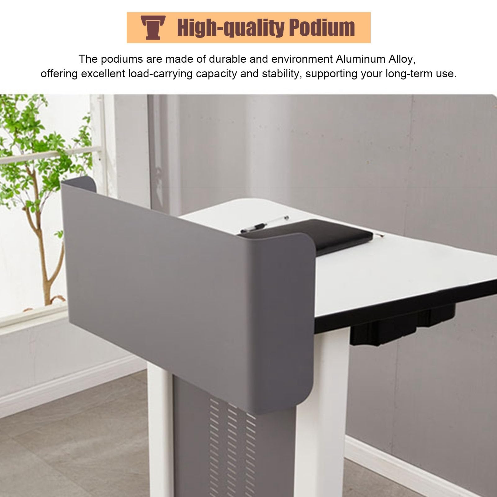 Générique Table de pupitre Mobile en Aluminium, pupitre à Structure en Acier Robuste pour Bureau Debout, idéale pour Les Formations, séminaires, salles de réunion et salles de Classe.
