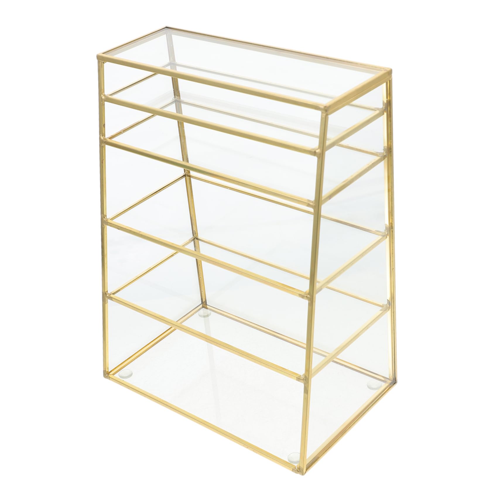 Organizador de Maquillaje de Escritorio de Vidrio Varias Capas y Compartimentos, Adecuado para Lápices Labiales y Orden en Tocador