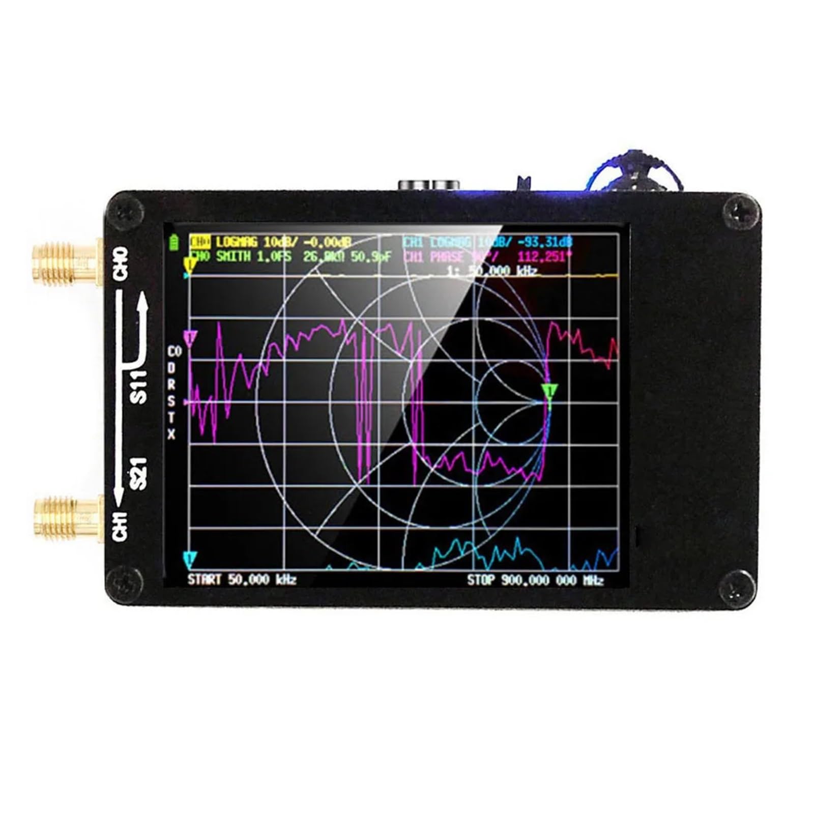 Analizador de antena con monitor TFT de 2,8 pulgadas, MF, HF, VHF y UHF, analizador de red vectorial con ranura for tarjeta SD, USB 5 V, 120 mA for fase VSWR