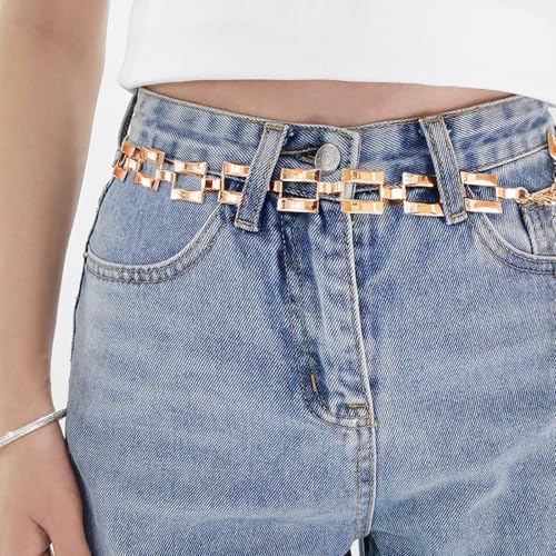 Women Trendy Waist Chain Belt Metal Western Country Cowgirl Y2k Chain Belt for Dress Jeans2
