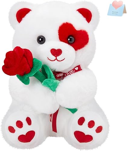 Glow Guards Animal de peluche de San Valentín de 10 pulgadas con corazón de peluche, peluche suave de cachorro, lindos animales de peluche de San