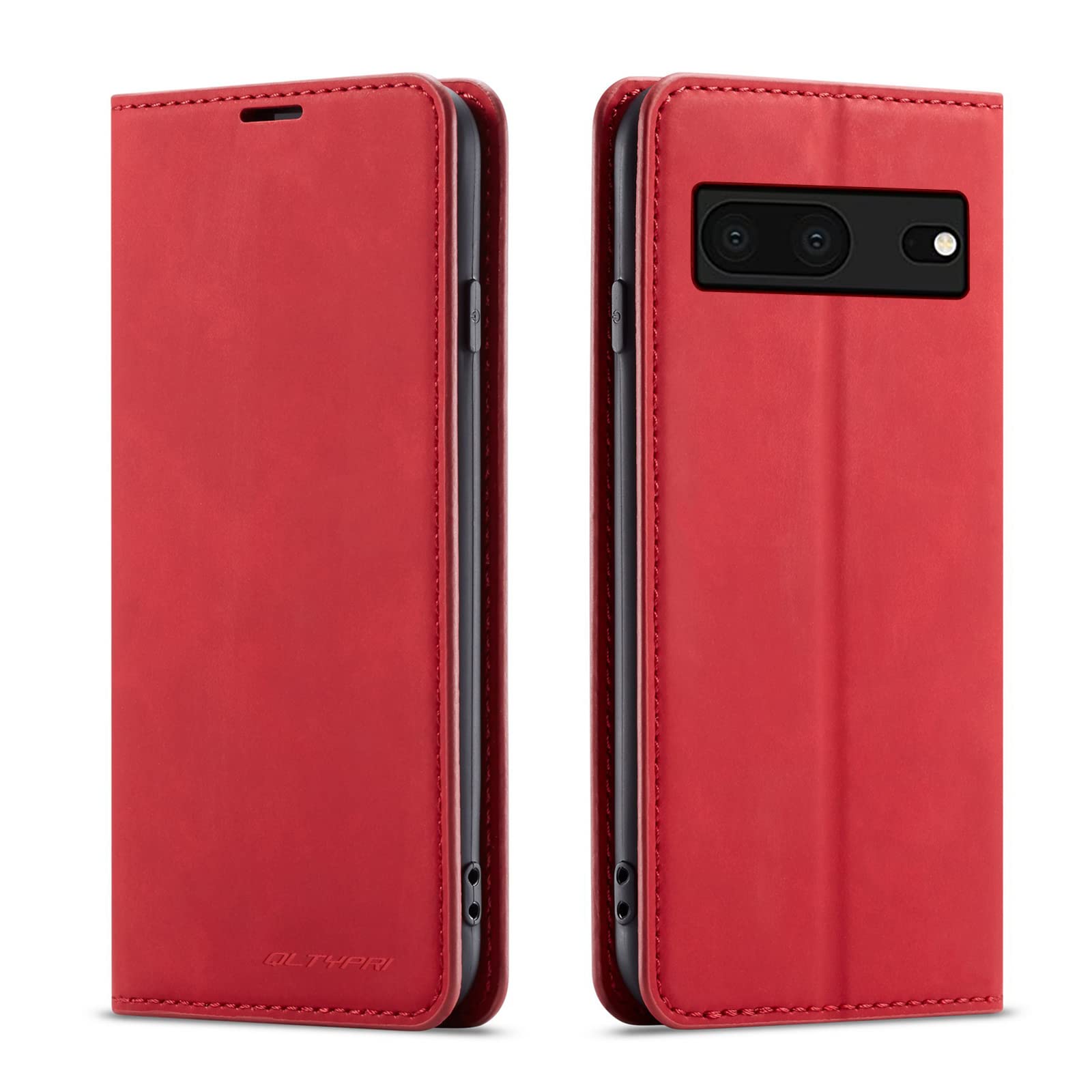 Funda para Google Pixel 7a libro piel roja con tarjetero y soporte atril 8