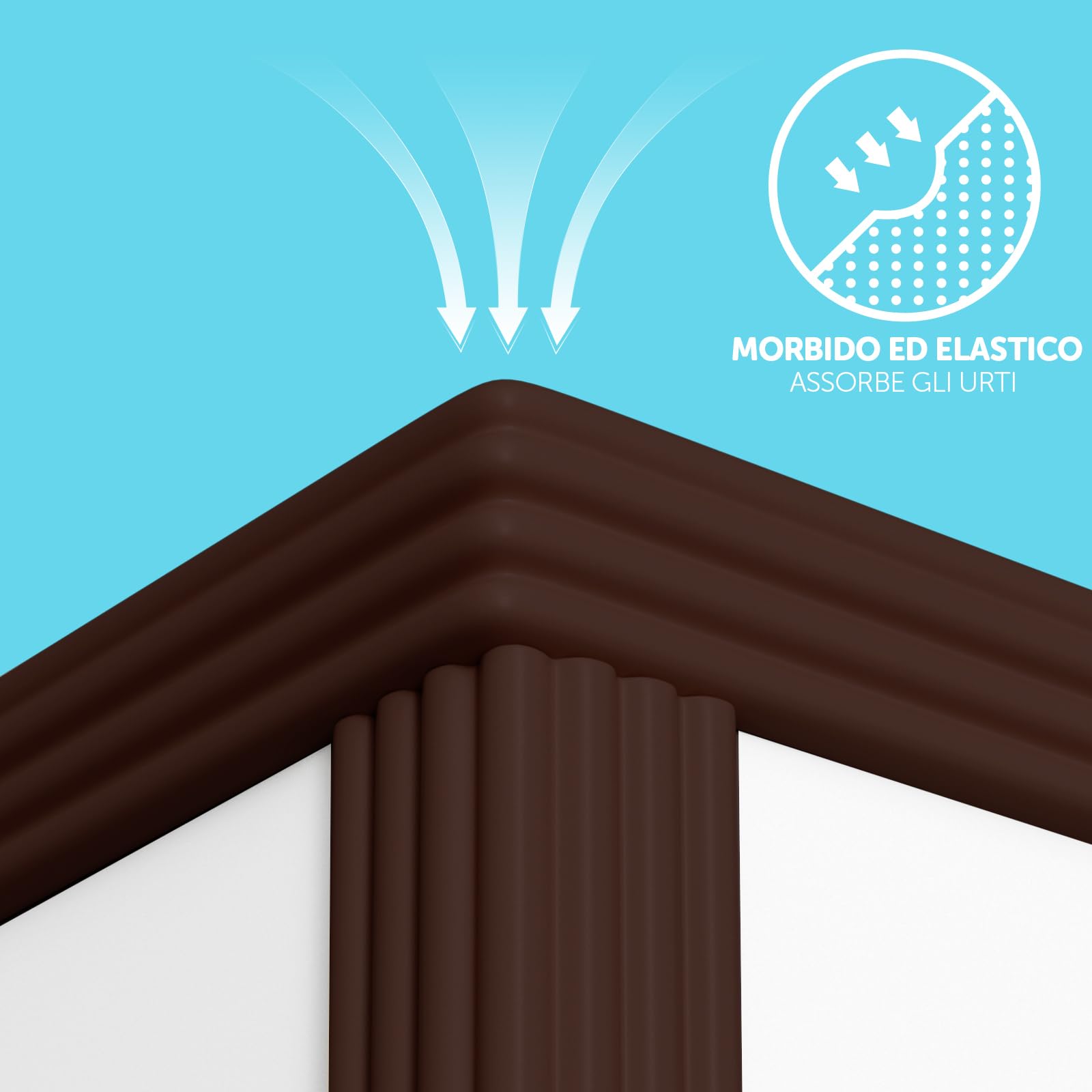 Shinfly Paraspigoli per Angoli, 5m Schiuma Morbida Autoadesiva con Paraurti, Nastro di Sicurezza a Forma di W, Protettore per Spigoli per la Sicurezza di Bambini e Neonati, per Mobili, Marrone - 3