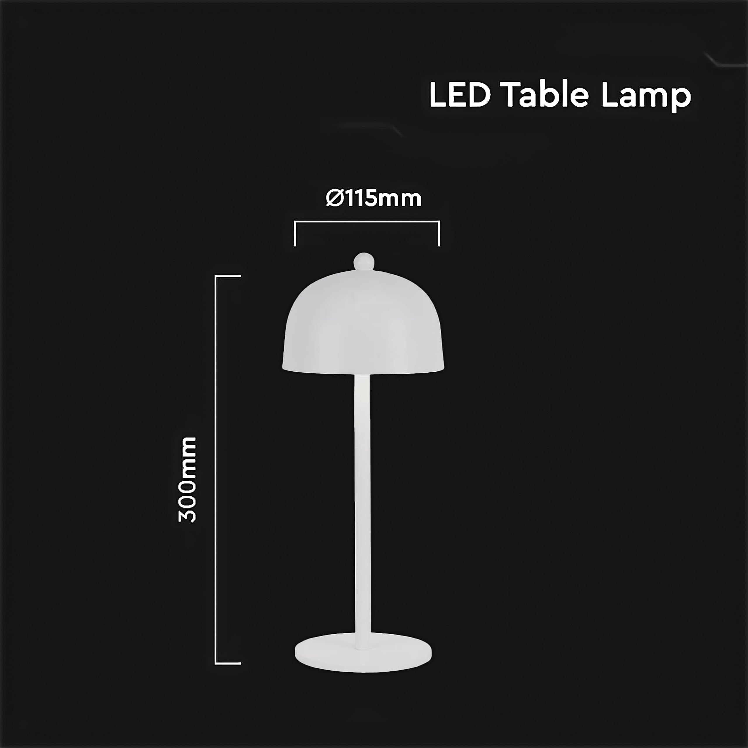 V-TAC Lampada da Tavolo senza Fili LED Dimmerabile in Metallo – Lampada Binaca Wireless per Uso Interno da Casa o Ristorante – Design Elegante – Luce Calda, Fredda, Naturale 3 in 1