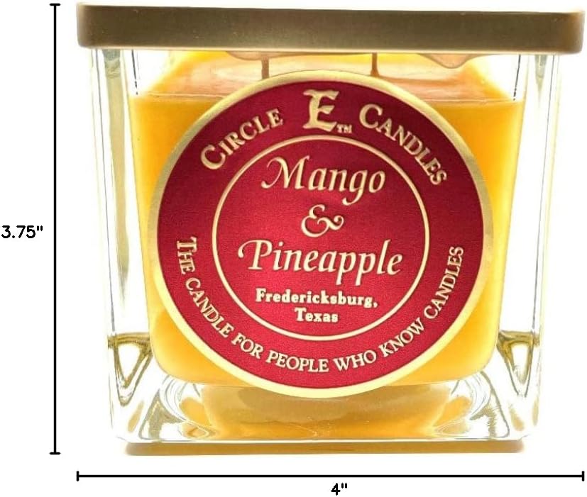 Circle E Candles, Mango & Pineapple Scent, Medium Size Jar Candle, 22oz, 2 Wicks