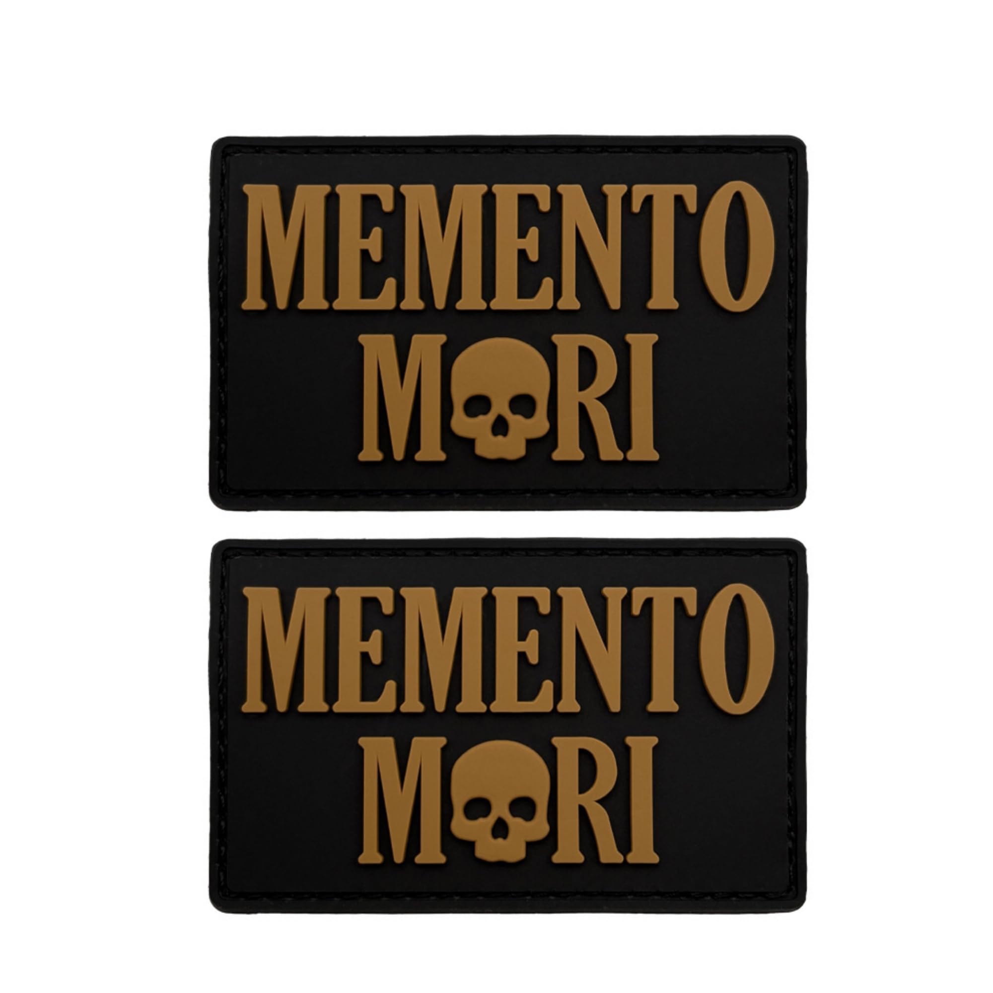 Patchs en PVC Memento Mori avec crochet pour sac à dos noir