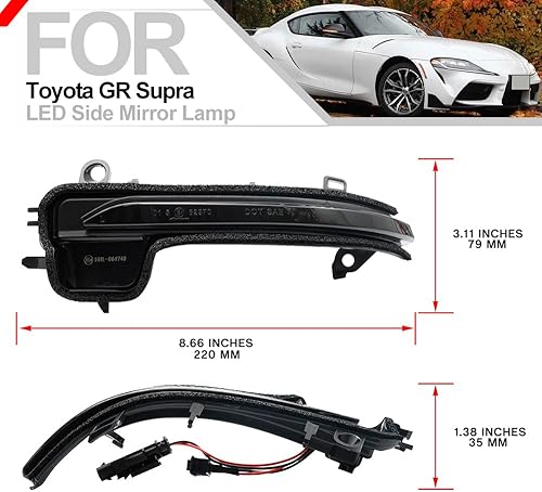 Miniatura 5 de Luces LED dinámicas para espejo lateral intermitente para Toyota GR Supra 2020-2023, lente ahumada, luces intermitentes secuenciales, accesorios