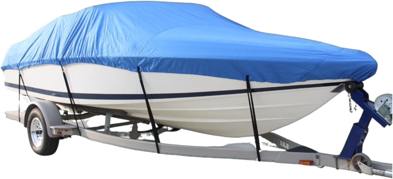 VORTEX Direct 24 ft Blue V-Hull Fish & Ski Boat Cover Fits 23' to 24' Boats