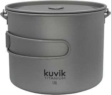 Kuvik 1600ml (54 oz) Titanium Pot with Bail Handle - Ultralight and Compact