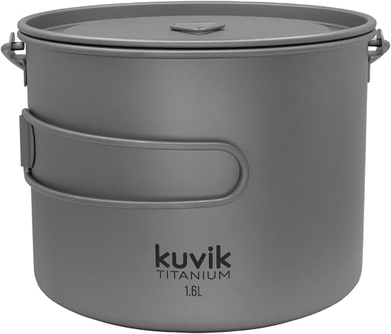Kuvik 1600ml (54 oz) Titanium Pot with Bail Handle - Ultralight and Compact