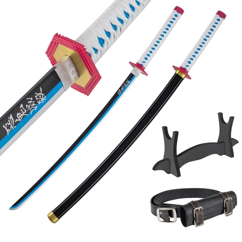 57 SPECIAL REPLICAS Wooden Katana Sword 41 inch / 105 cm with Belt Holder and Stand - Daemon Slayer Samurai Sword for Anime Cosplay - Bamboo Replica Swords - Decorative Collectables (No Sharp Edges) — image 1