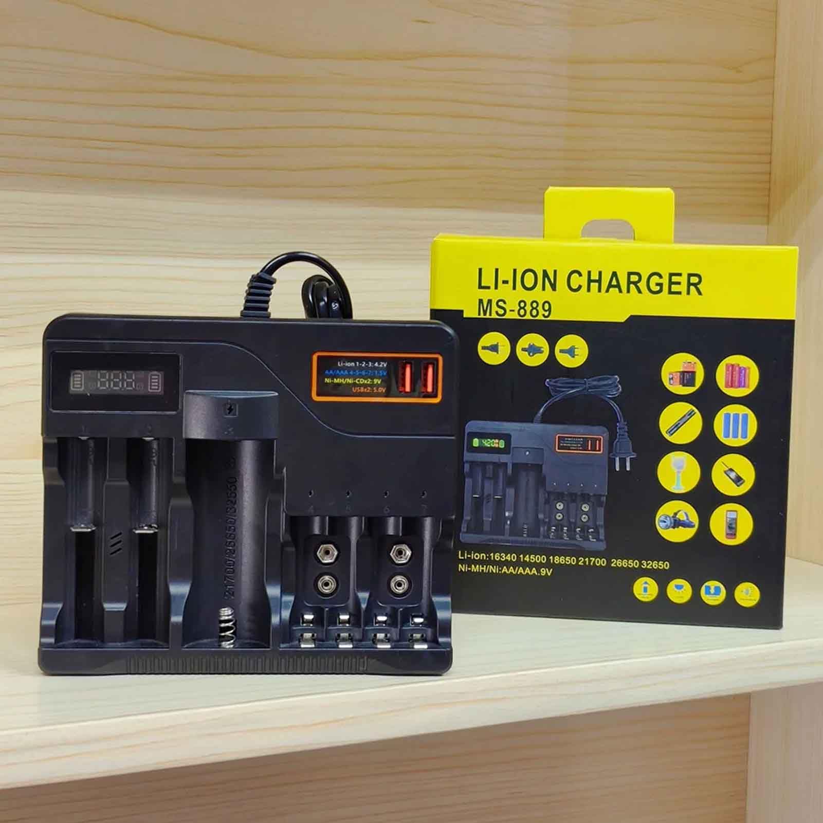 Toplionace Chargeur Multi Emplacements pour Batterie Au Lithium 110-220V pour Batterie AA Batterie Au Lithium 3.7V Batterie Nickel Hydrure Métallique 9V Style Général