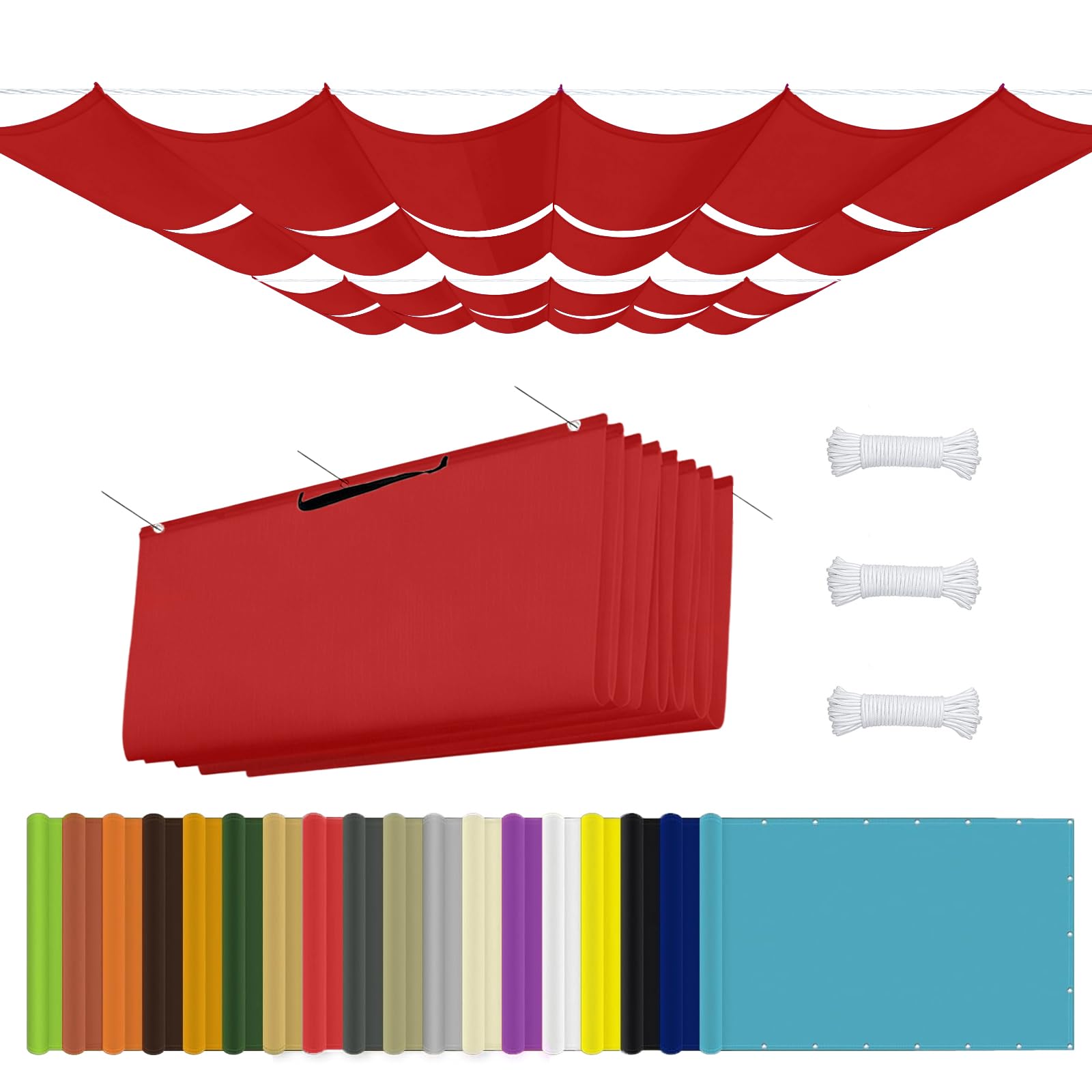 Einziehbares Sonnensegel 0.85 x 5 m Nach Maß, Sonnenschutz, Wasserdicht, 98% Uv-Schutz & Reißfest, Garten Verstellbar Schutz mit Ösen Und Kordel für Garten Terrasse, Rot