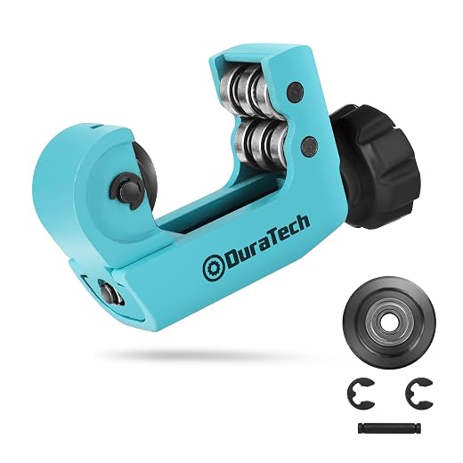 DURATECH Tubing Cutter 3/16"-1-1/8"(4-28MM), Copper, Aluminum, Brass and Plastic Tubing Compact Cutter, With Replacement Wheel