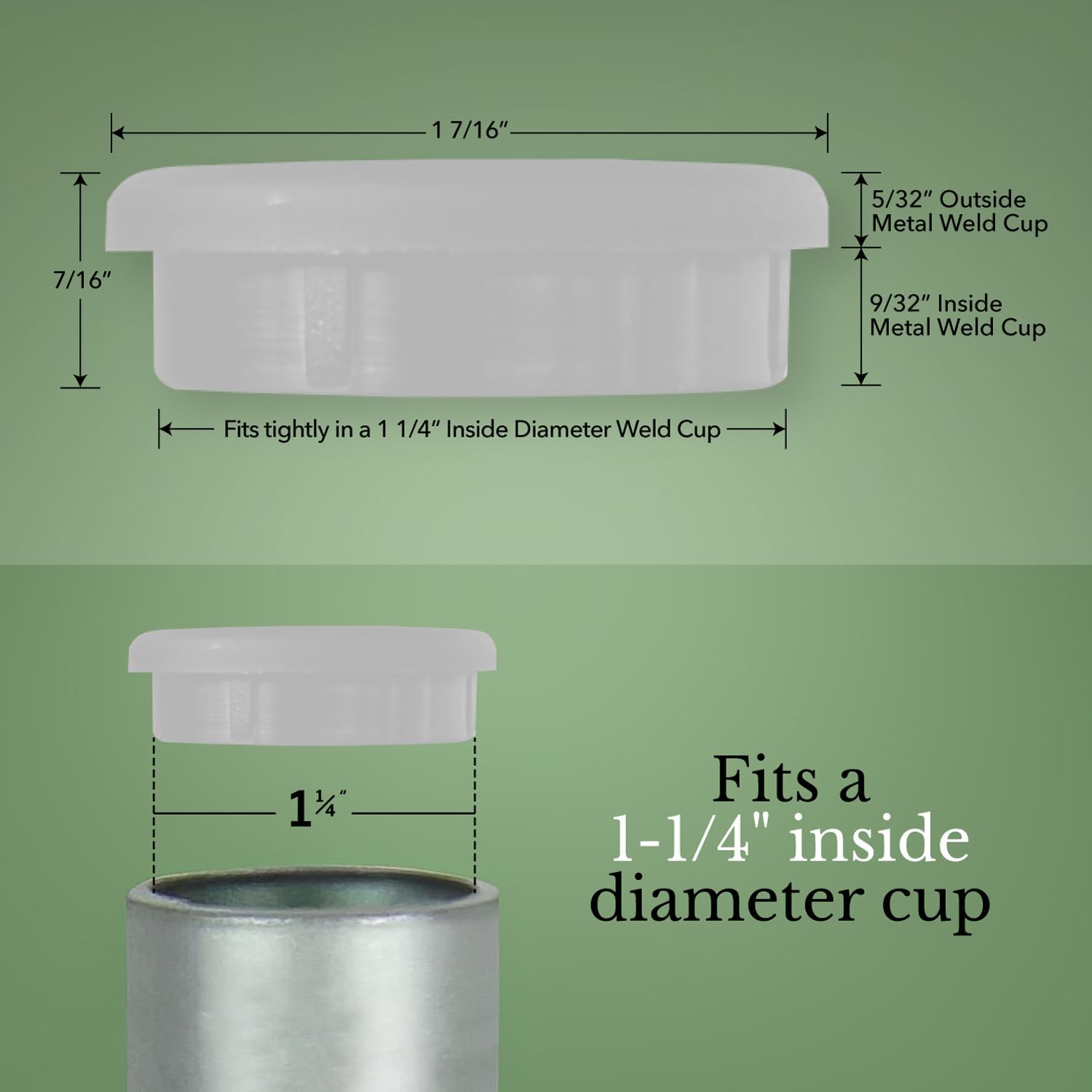 Jejavu Wrought Iron Chair Glides – Fits 1-1/4" Inside Diameter, Plastic Conical Chair Leg Floor Protectors for Outdoor Furniture, Pack of 25, White