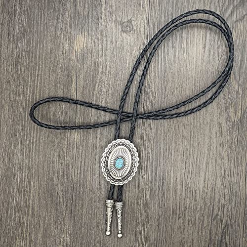Yoqucol American Western Cowboy Indian Art Turquoise Stone Vintage Bolo Tie Genunie Leather Necktie For Men Women #TOP3