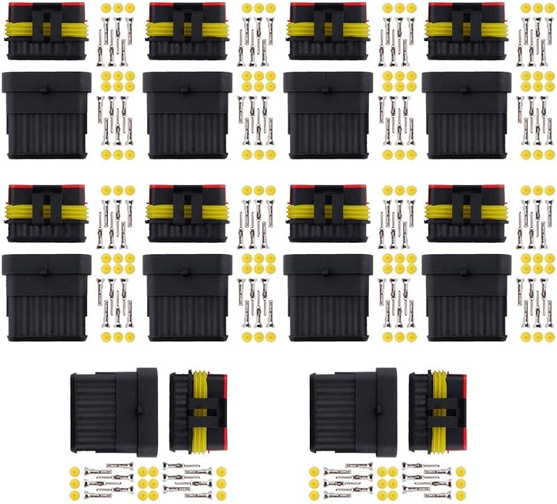 Conectores elétricos automotivos MUYI de 6 vias, 20–16 AWG, IP67 – Kit com 10