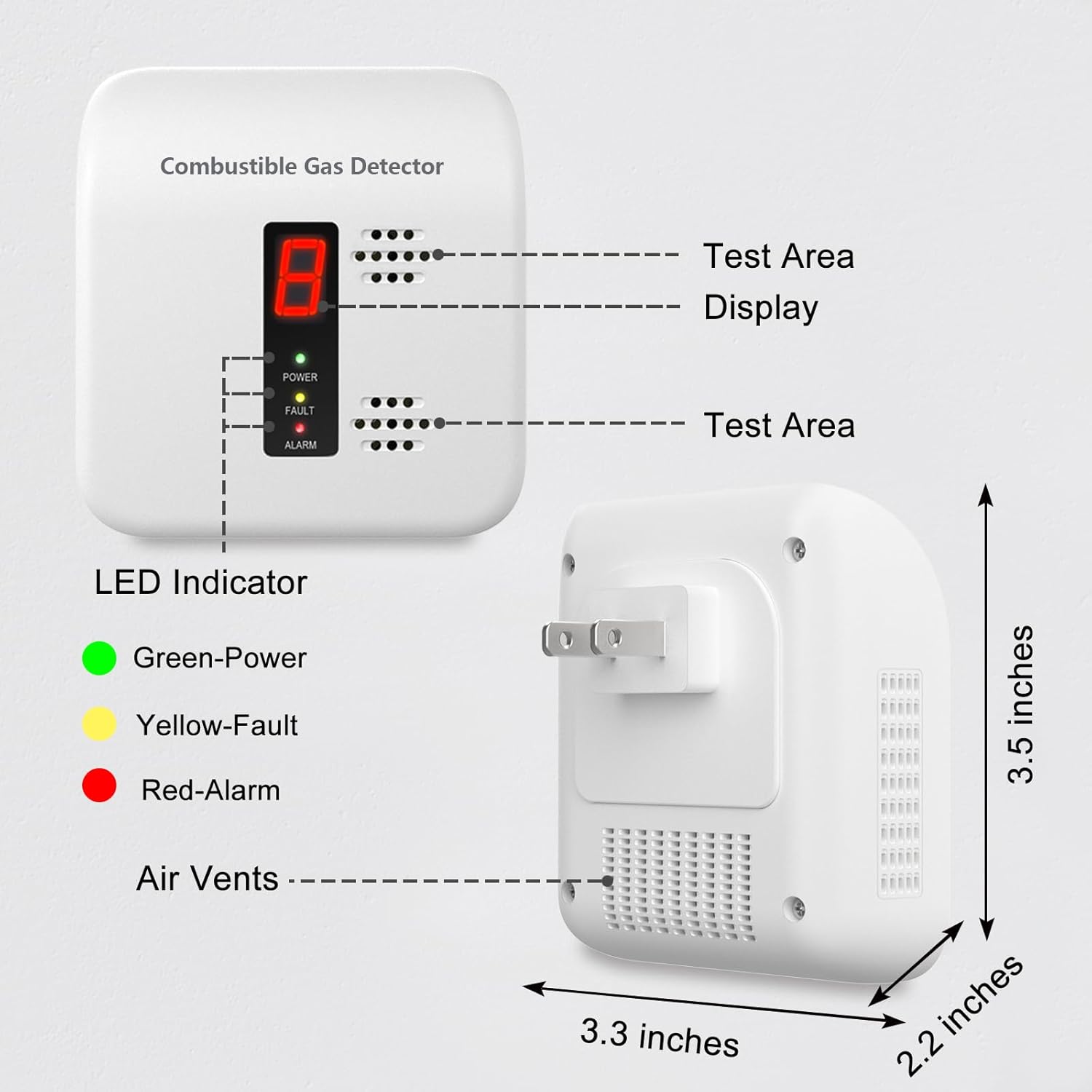 Leakbee Y401 Gas Detector with labeled parts