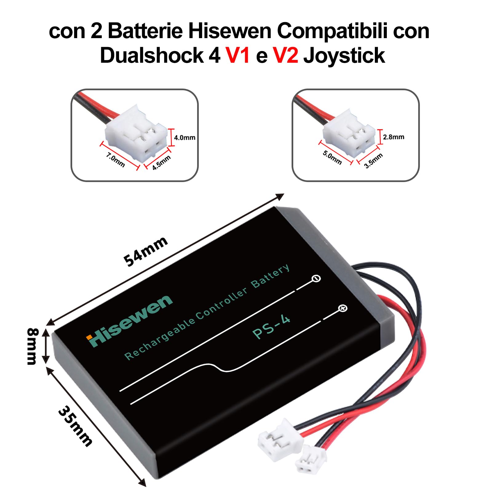 Batterie pour Manette PS4, Hisewen 2Pack 2000mAh PS4Pro LIP1522 KCR1410 Batteries pour Sony Playstation 4 Dualshock 4 V1 V2 Controller CUH-ZCT2 CUH-ZCT2E CUH-ZCT1E CUH-ZCT1U