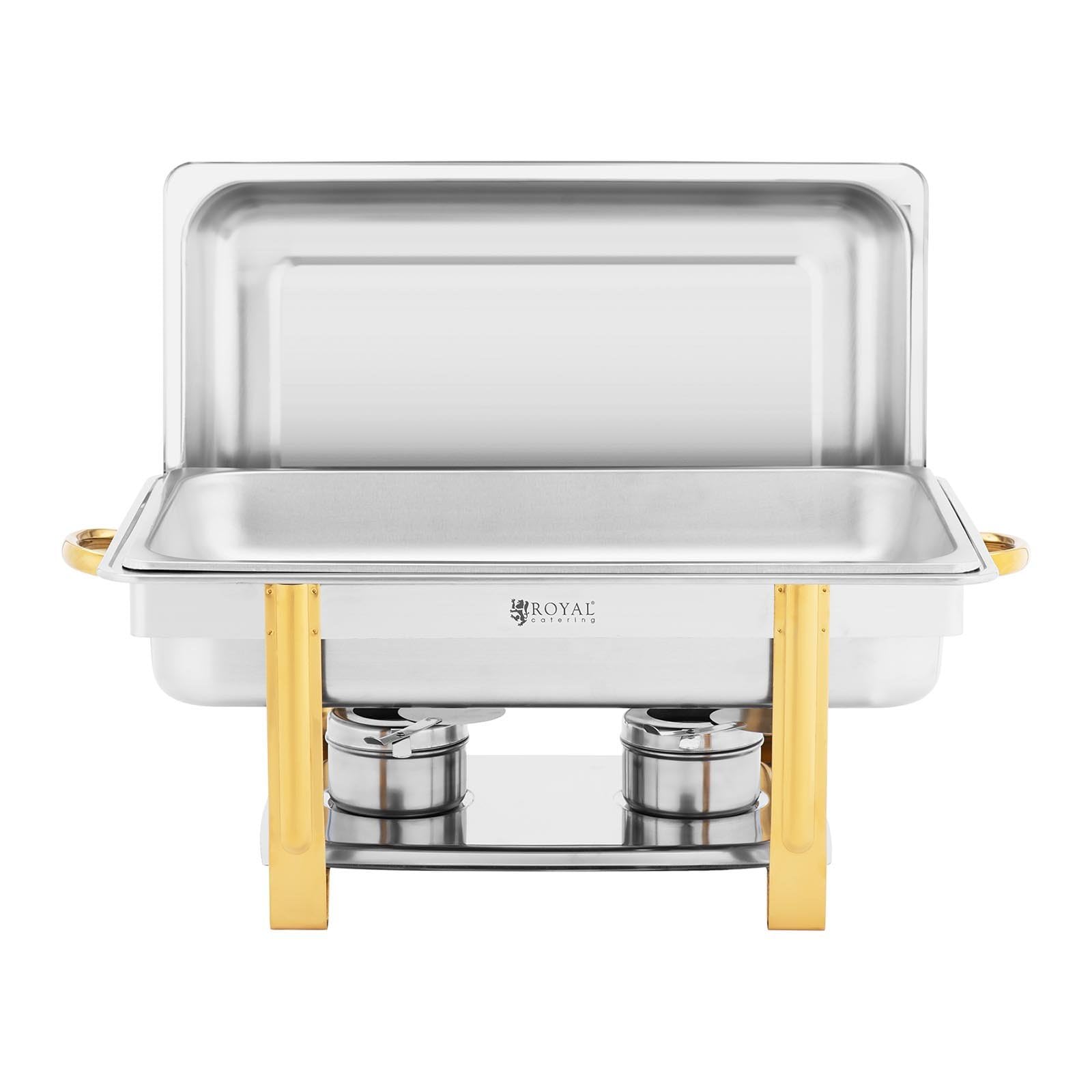 Royal Catering RCCD-RT16_9LG Chafing Dish GN 1/1 Gold Accents 9 L Récipient de conservation au chaud Récipient chauffant