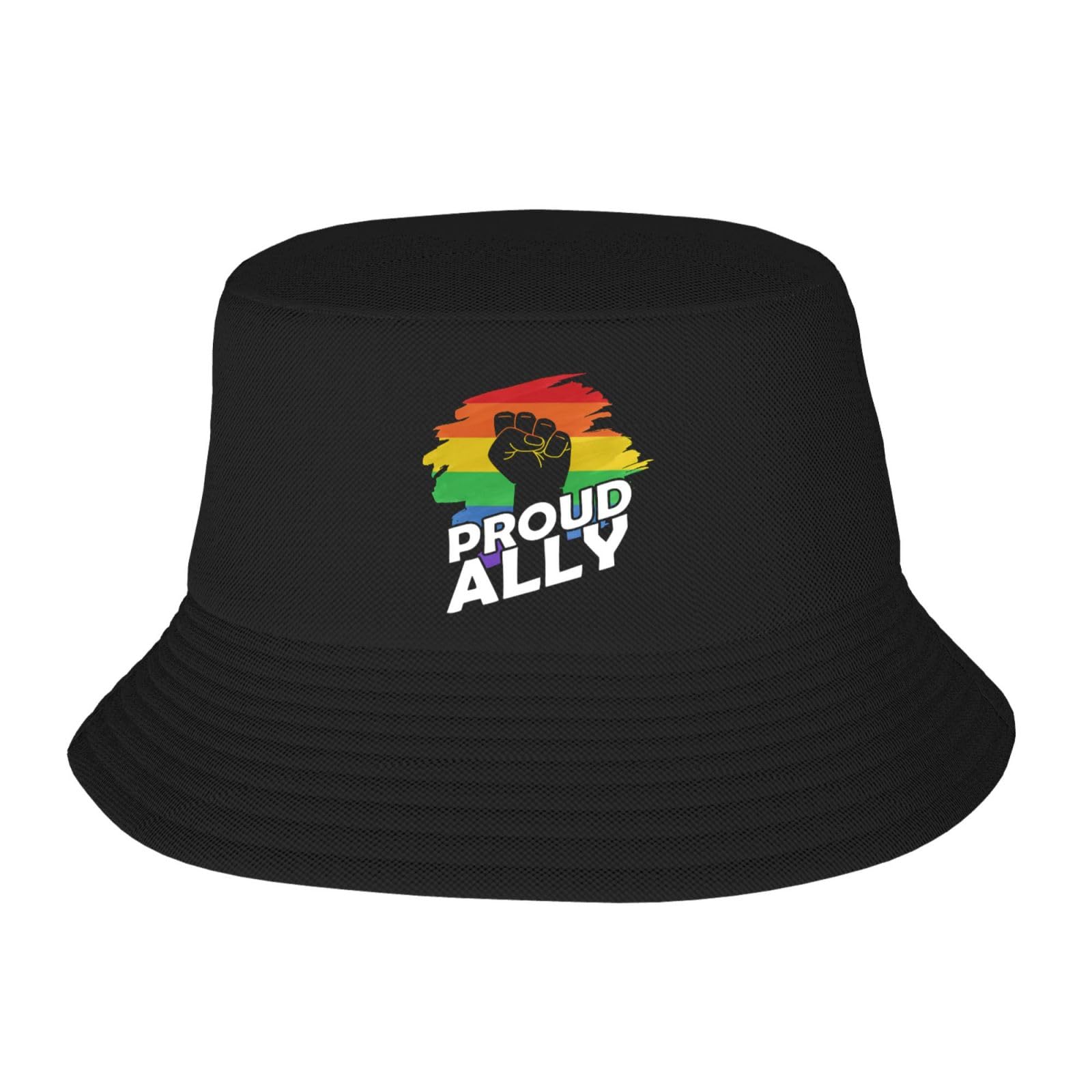 Pride Month LGBTQ Gay Pride Ally Summer Bucket Hat Outdoor Unisex Fisherman Fishing Sun Cap for Adult Women Men Black