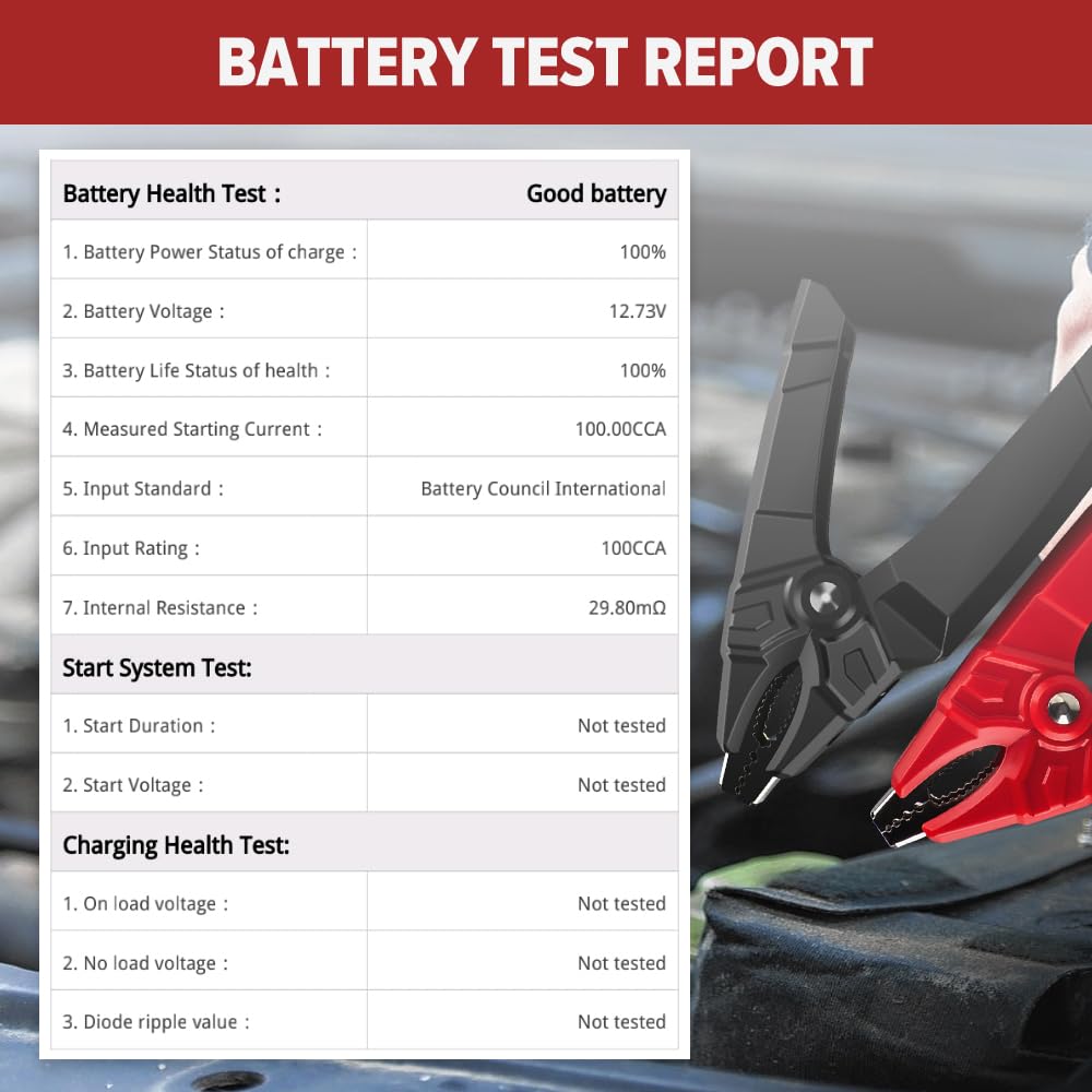 LAUNCH BST360 - Tester per batteria auto, 6 V, 12 V, tester per batteria Bluetooth, analizzatore per sistema di carica per Android/iP-hone/Launch X431, 100-2000 CCA alternatore, voltmetro