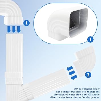 Gutter Elbow 2x3 90 Degree Downspout Elbow Gutter Connector Roofing Gutters Rainwater Drainage 90 Gutter Downspout Extension (Style A, Aluminum, 2x3)