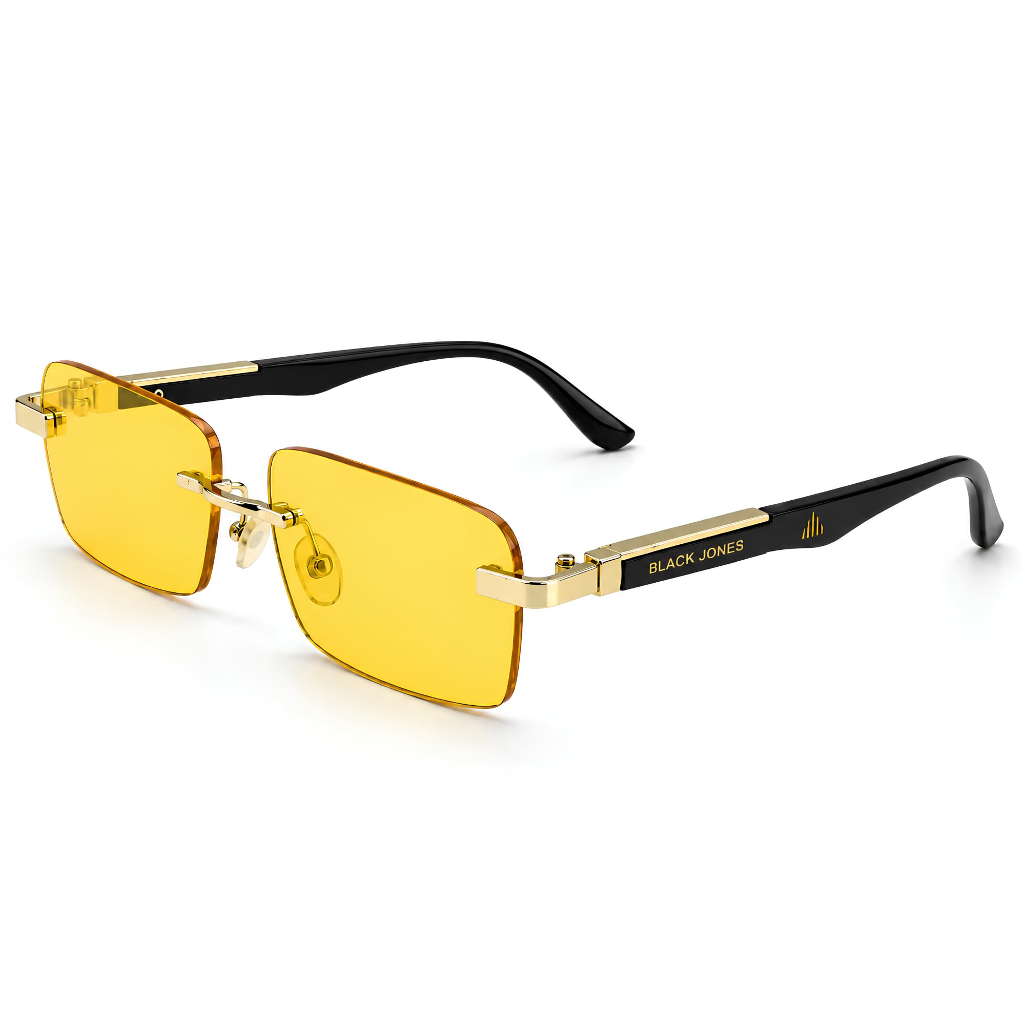 black jones Rimless Sunglasses with Yellow Tinted Lenses-picture-10