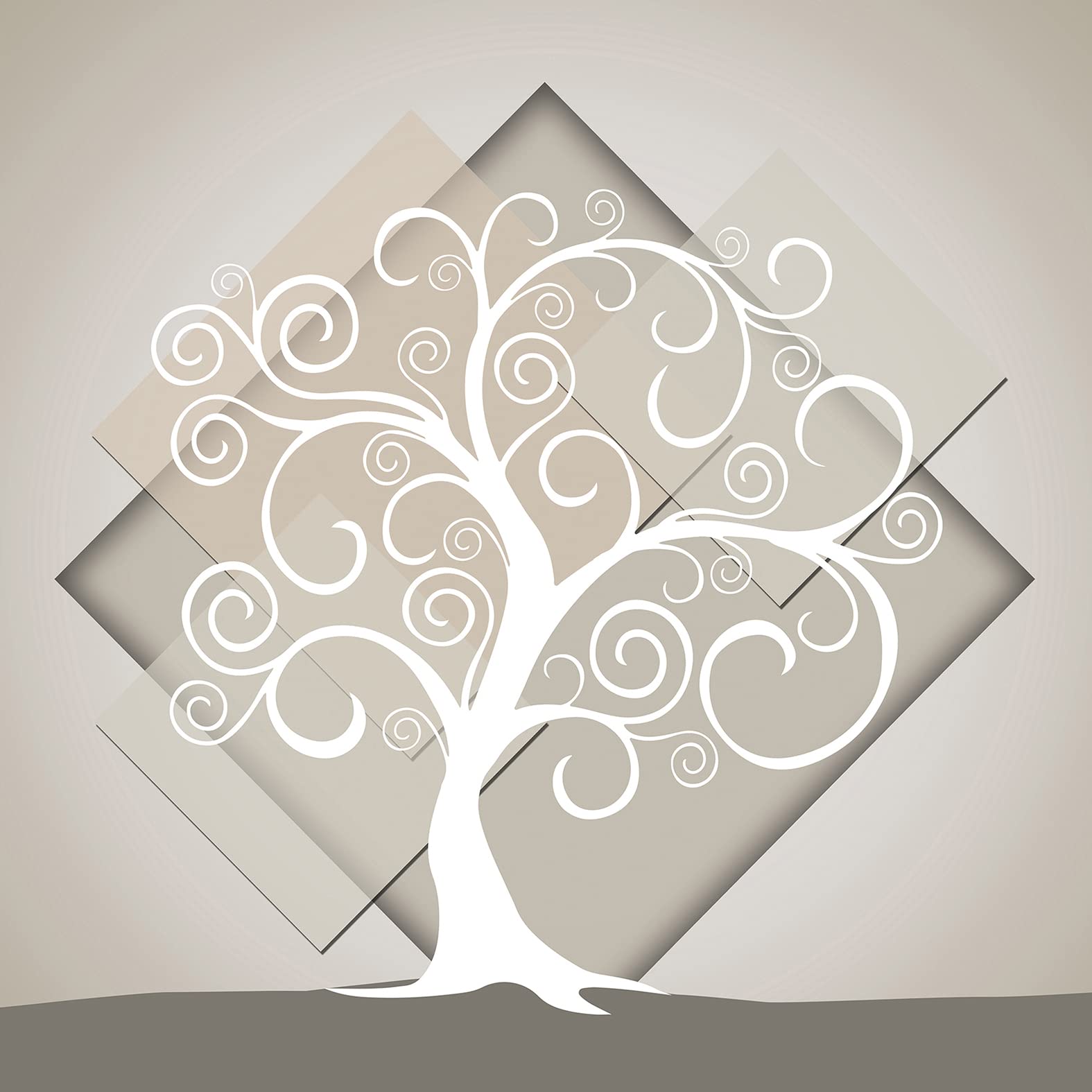 Oggettando Set 24 Sottopentola Quadrati In Ceramica - Albero Della Vita Rombo, Bomboniere Matrimonio, Battesimo, Comunione, Cresima, Made In Italy