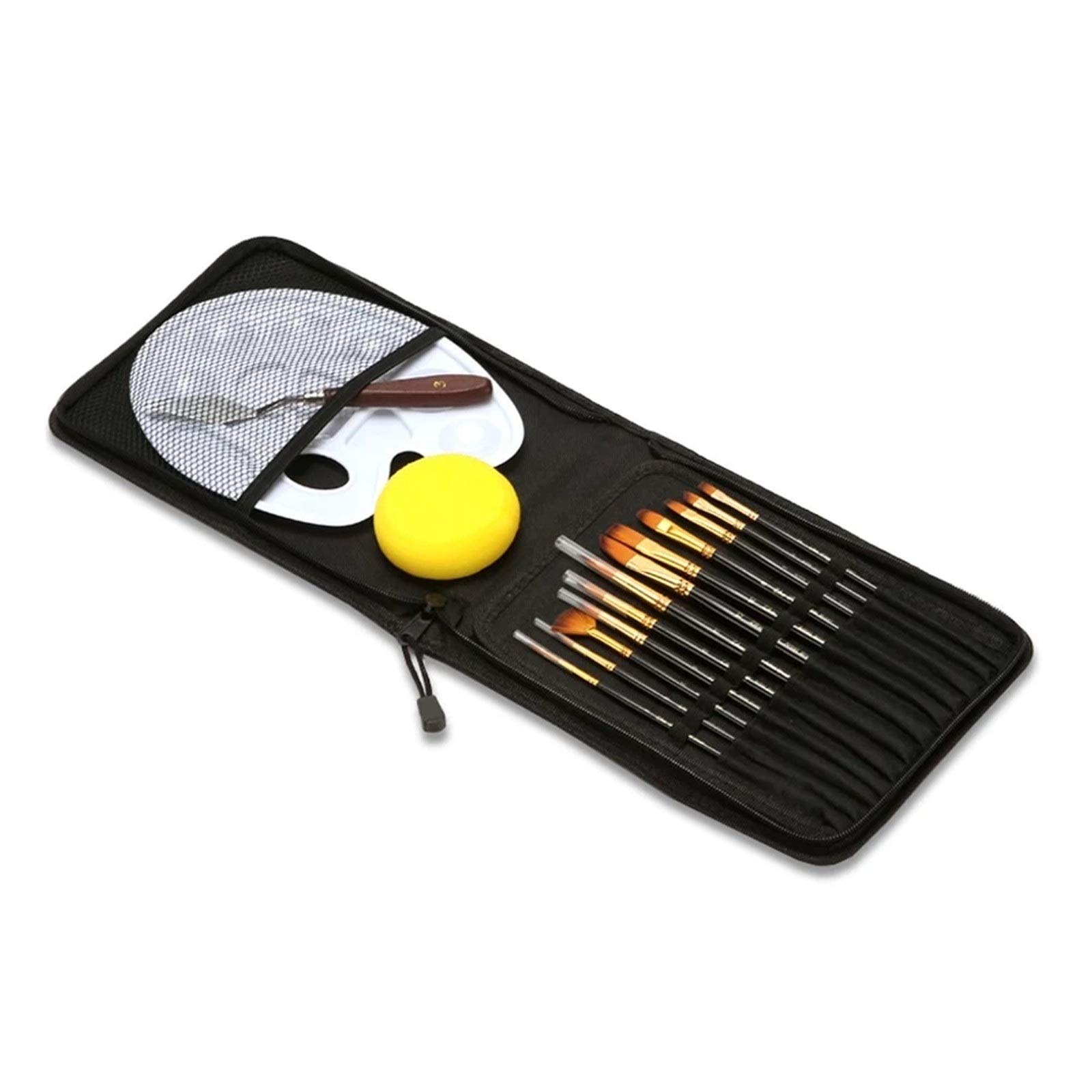 XBTGS Juego de 12 pinceles de pintura de artista, acuarelas acrílicas para acuarelas acrílicas al óleo, acuarela, negro, talla única, color negro
